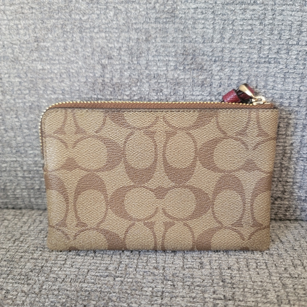 Coach Signature Canvas Wristlet with Pink Front Pocket - Picture 5 of 7